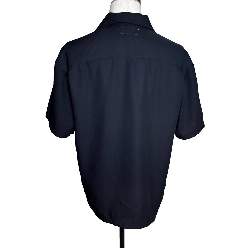 Ralph Lauren Casual Short Sleeve Camp Shirt Sz M Black White Pony Cuban Collar - Picture 9 of 13